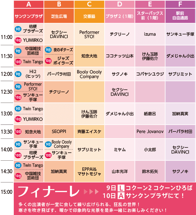 イベントスケジュール A～F